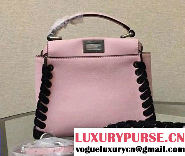 Fendi Interlaced Mini Peekaboo Bag Pink/Black 2016