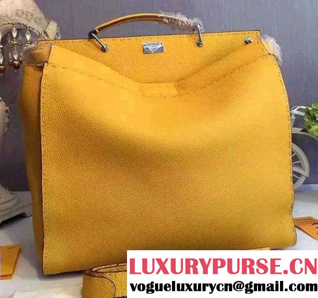 Fendi Selleria Leather Peekaboo Men's Bag Yellow