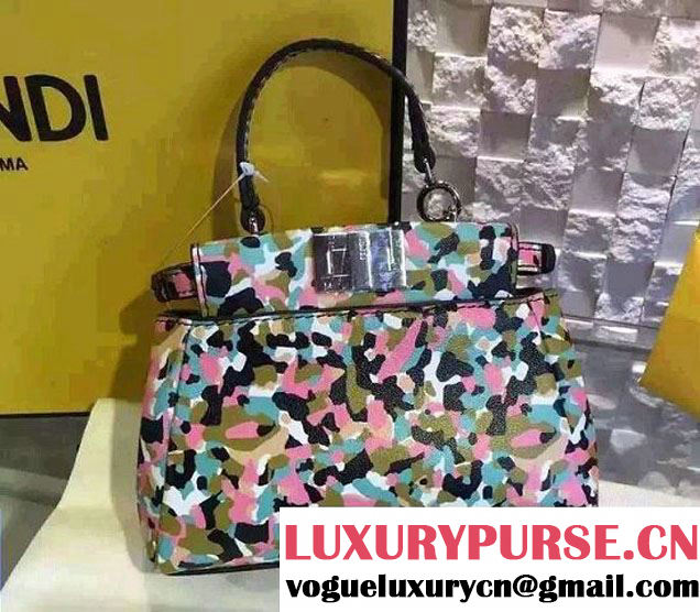 Fendi Multicolor Bag Bugs Granite Print Nylon Peekaboo Bag 2016