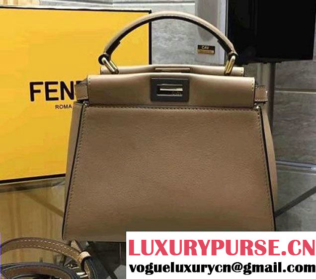 Fendi Calfskin Edge Detail Peekaboo Mini Bag Khaki/Black 2016