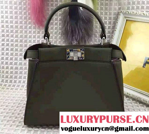 Fendi Camouflage Hardware Mini Peekaboo Bag Dark Green 2016