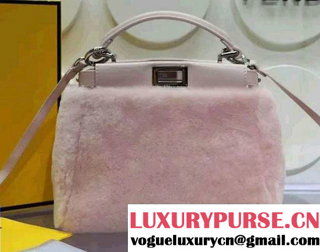 Fendi Shearling Peekaboo Mini Tote Bag Pink