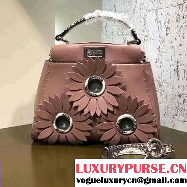 Fendi Floral Embellished Leather/Epaphe Small Peekaboo Bag Pink 2017 (CL-7110912 )