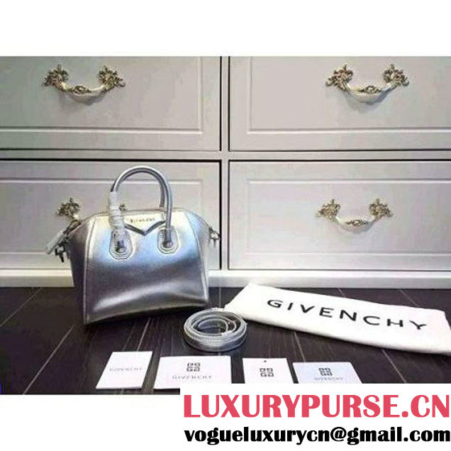 Givenchy Mini Antigona Tote Bag in Goatskin Silver (GAODE-082434 )