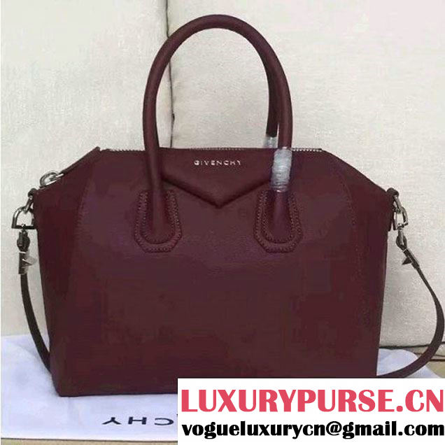 Givenchy Small/Medium Antigona Deer Veins Calfskin Bag in Burgundy (JX-6071339 )