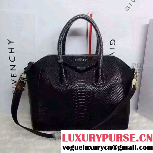 Givenchy Small/Medium Antigona Bag in Python Pattern Calfskin Black(GHW) (JX-6071343 )