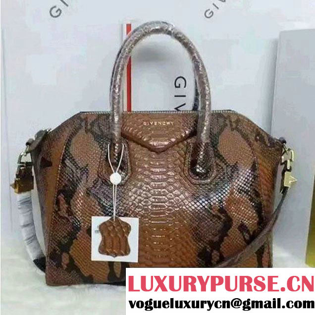 Givenchy Small/Medium Antigona Bag in Python Pattern Calfskin Brown(GHW) (JX-6071344 )