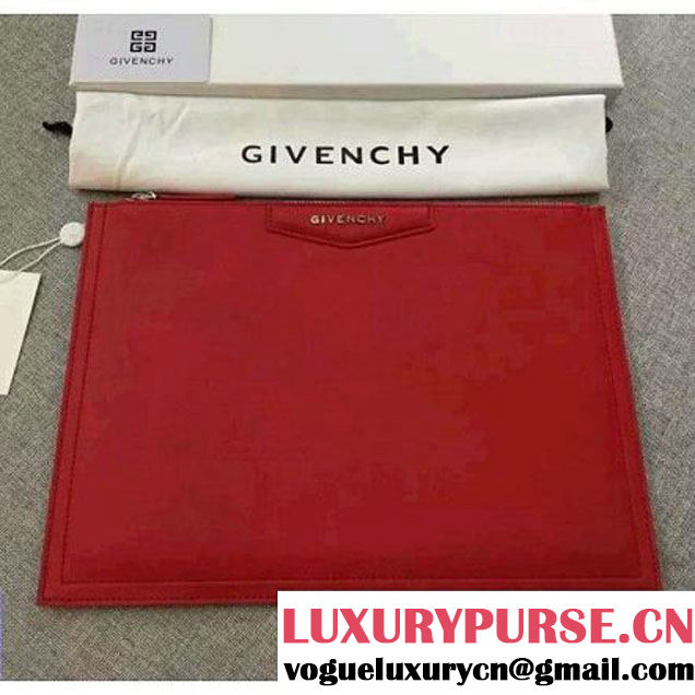 Givenchy Antigona Pouch Clutch Bag in Grainy Calfskin Red 2016 (YS-6071534 )