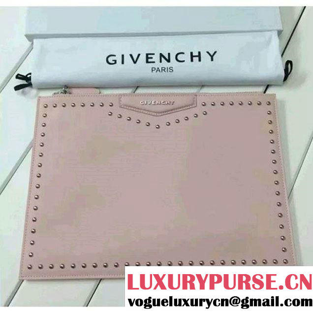 Givenchy Studs Antigona Pouch Clutch Bag in Smooth Calfskin Pink 2016 (YS-6071539 )