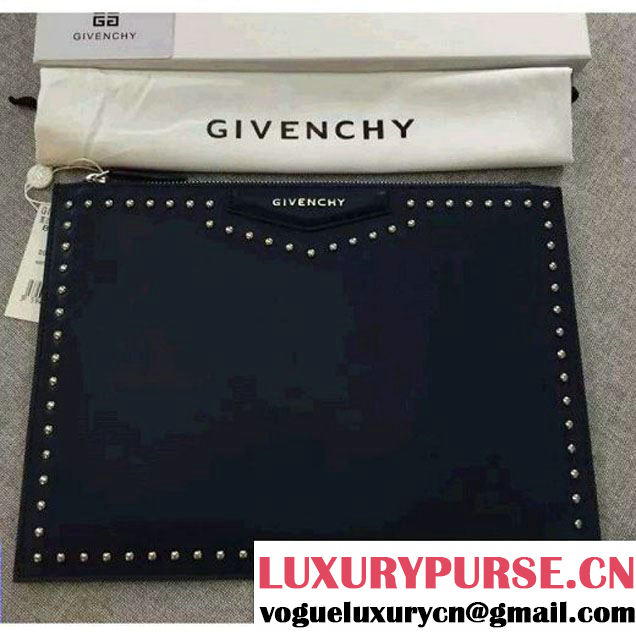 Givenchy Studs Antigona Pouch Clutch Bag in Smooth Calfskin Deep Blue 2016 (YS-6071540 )