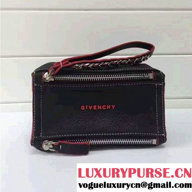 Givenchy Pandora Pouch In Black Grained Calfskin With Red Details 2017 (YS-7032430 )