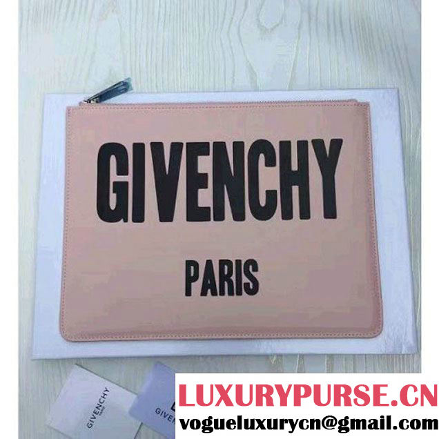 Givenchy Pouch Clutch In Pink "Givenchy" Printed Leather 2017 (YS-7032516 )