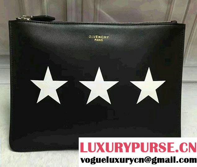 Givenchy Stars Print Zip Clutch Black 2017