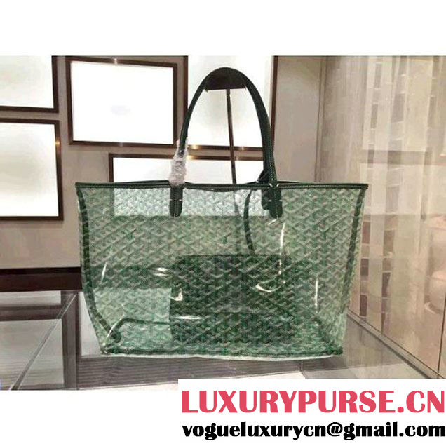 Goyard Saint Louis Transparent Shopping Tote Bag Green (1a178-6041857 )