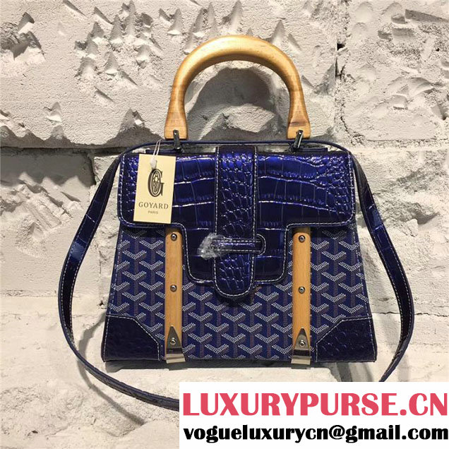 Goyard Saigon PM 30cm Handle Bag Shiny Crocodile Leather Fall Winter 2017 Collection Electric Blue