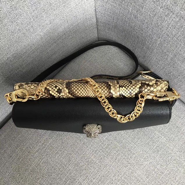 Gucci Python medium double shoulder bag 524822 black