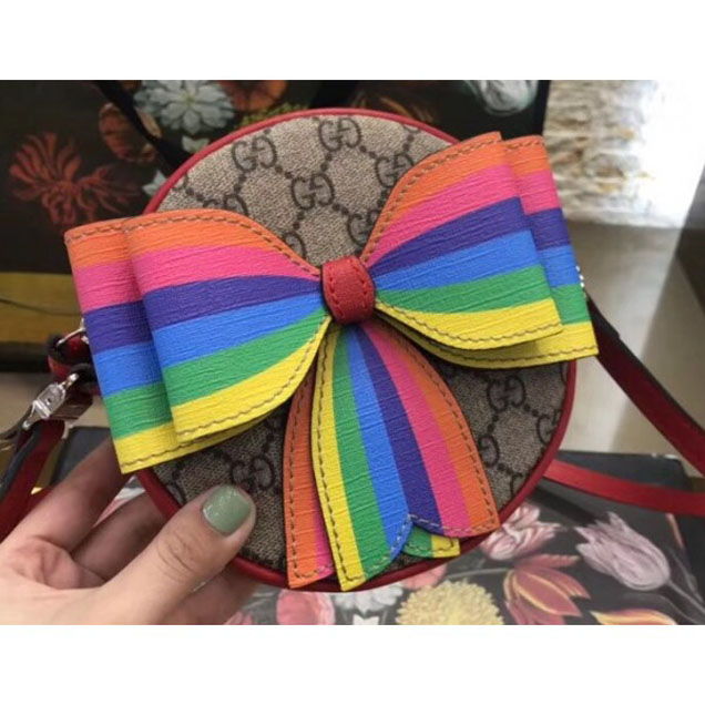 Gucci Children's Multicolor rainbow Bow GG Messenger Bag 478294 2018