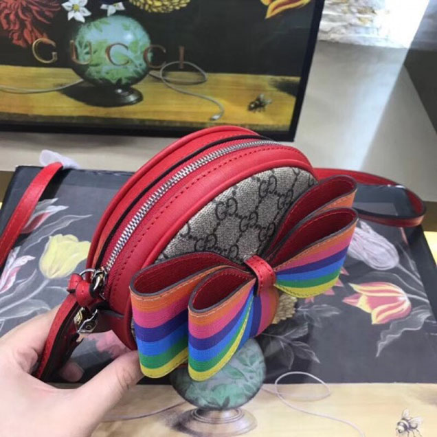 Gucci Children's Multicolor rainbow Bow GG Messenger Bag 478294 2018