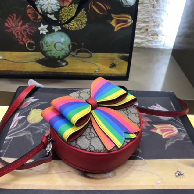 Gucci Children's Multicolor rainbow Bow GG Messenger Bag 478294 2018