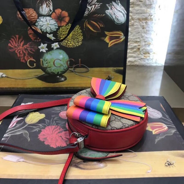 Gucci Children's Multicolor rainbow Bow GG Messenger Bag 478294 2018