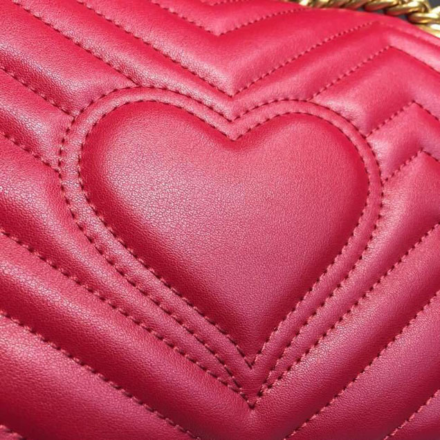 Gucci Marmont Matelasse Shoulder Bag 25cm 443496 Calfskin Leather Spring Summer 2018 Collection Hibiscus Red