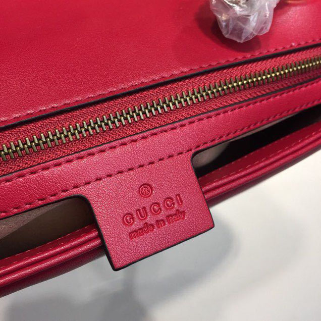 Gucci Marmont Matelasse Shoulder Bag 25cm 443496 Calfskin Leather Spring Summer 2018 Collection Hibiscus Red