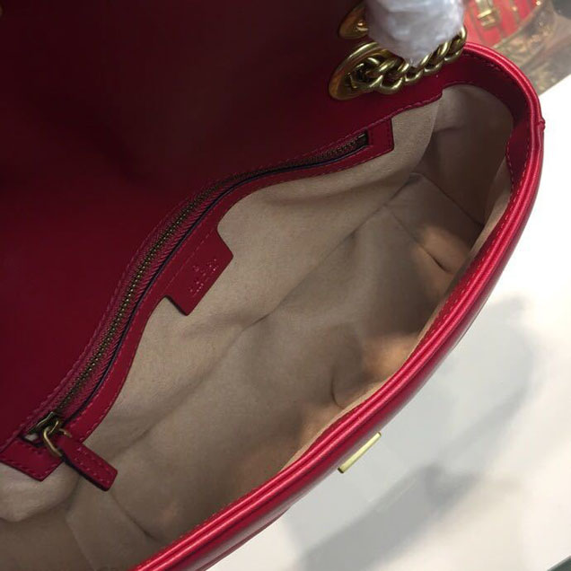 Gucci Marmont Matelasse Shoulder Bag 25cm 443496 Calfskin Leather Spring Summer 2018 Collection Hibiscus Red