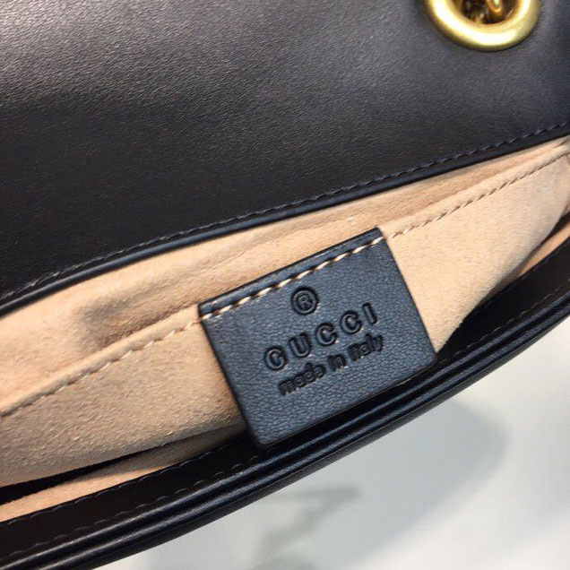 Gucci Marmont Matelasse Shoulder Bag 22cm 443497 Calfskin Leather Spring Summer 2018 Collection Black