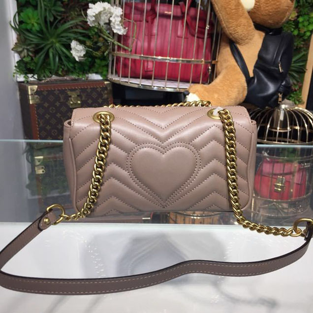 Gucci Marmont Matelasse Shoulder Bag 22cm 443497 Calfskin Leather Spring Summer 2018 Collection Beige