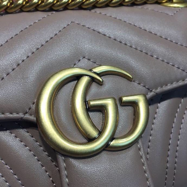 Gucci Marmont Matelasse Shoulder Bag 22cm 443497 Calfskin Leather Spring Summer 2018 Collection Beige