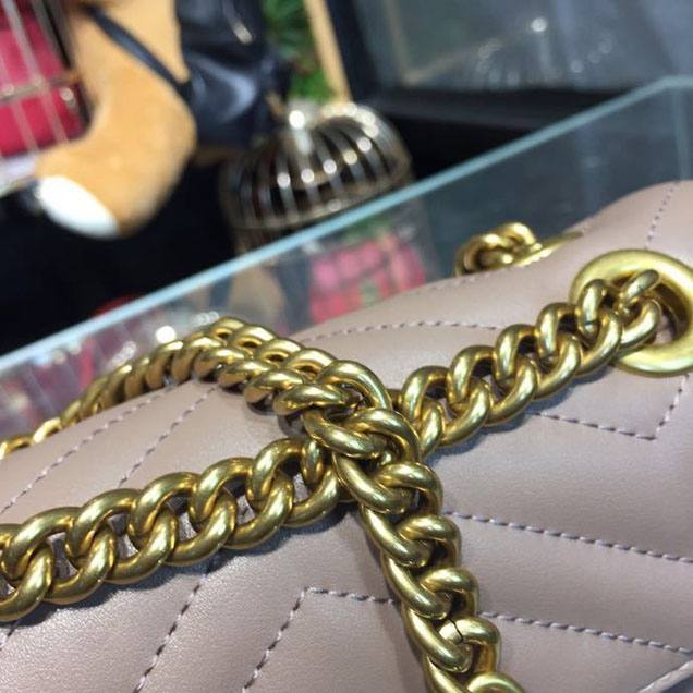 Gucci Marmont Matelasse Shoulder Bag 22cm 443497 Calfskin Leather Spring Summer 2018 Collection Beige
