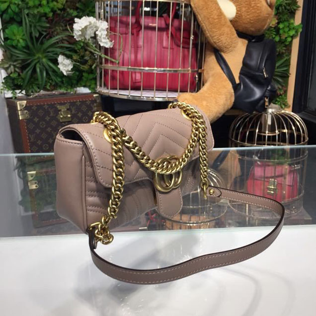 Gucci Marmont Matelasse Shoulder Bag 25cm 443496 Calfskin Leather Spring Summer 2018 Collection Beige