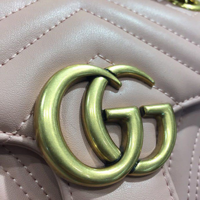 Gucci Marmont Matelasse Shoulder Bag 22cm 443497 Calfskin Leather Spring Summer 2018 Collection Dusty Pink