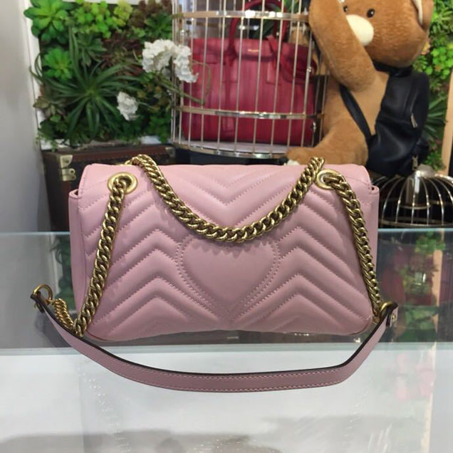 Gucci Marmont Matelasse Shoulder Bag 25cm 443496 Calfskin Leather Spring Summer 2018 Collection Dusty Pink