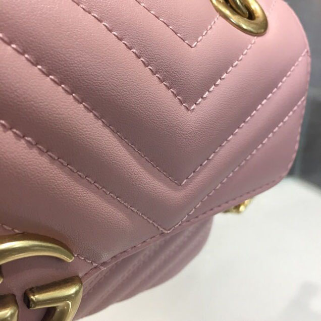 Gucci Marmont Matelasse Shoulder Bag 25cm 443496 Calfskin Leather Spring Summer 2018 Collection Dusty Pink