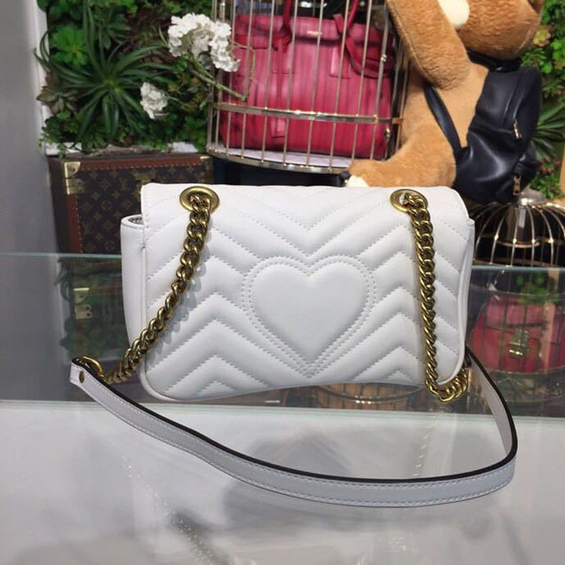 Gucci Marmont Matelasse Shoulder Bag 22cm 443497 Calfskin Leather Spring Summer 2018 Collection White
