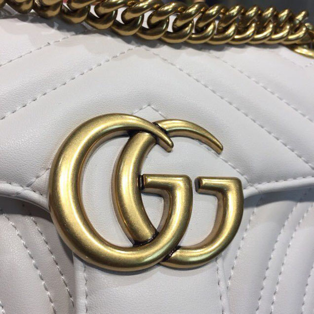 Gucci Marmont Matelasse Shoulder Bag 22cm 443497 Calfskin Leather Spring Summer 2018 Collection White