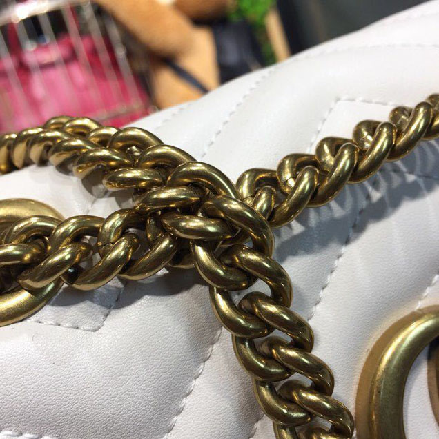 Gucci Marmont Matelasse Shoulder Bag 22cm 443497 Calfskin Leather Spring Summer 2018 Collection White