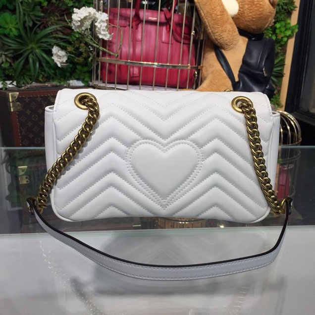 Gucci Marmont Matelasse Shoulder Bag 25cm 443496 Calfskin Leather Spring Summer 2018 Collection White