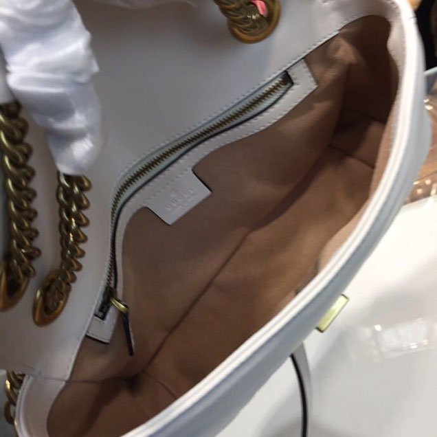 Gucci Marmont Matelasse Shoulder Bag 25cm 443496 Calfskin Leather Spring Summer 2018 Collection White