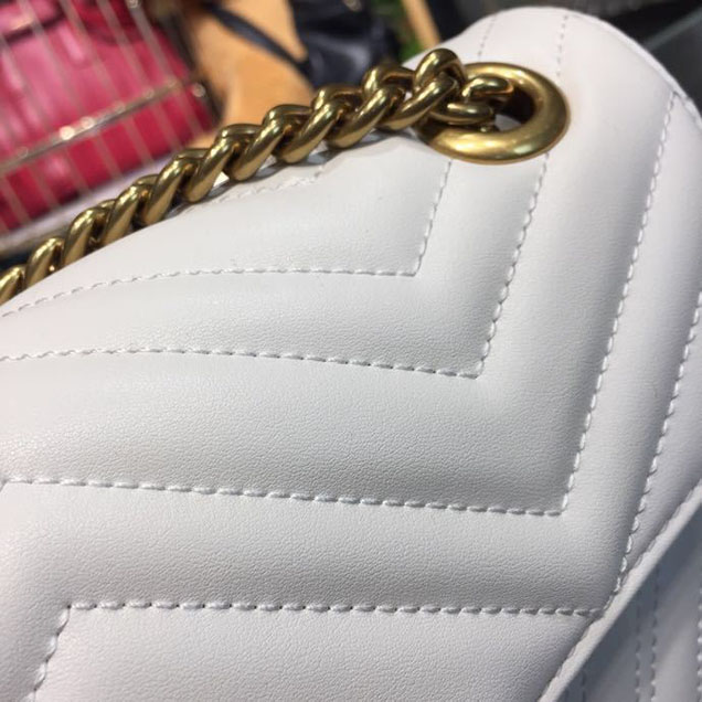 Gucci Marmont Matelasse Shoulder Bag 25cm 443496 Calfskin Leather Spring Summer 2018 Collection White