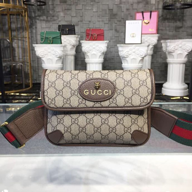 Gucci GucciTotem GG Supreme Messenger 22cm 489617 Calfskin Leather Spring Summer 2018 Collection Brown