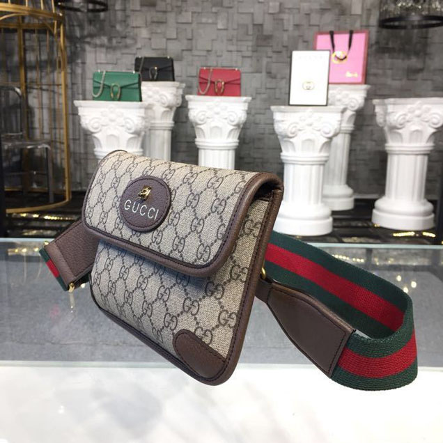 Gucci GucciTotem GG Supreme Messenger 22cm 489617 Calfskin Leather Spring Summer 2018 Collection Brown