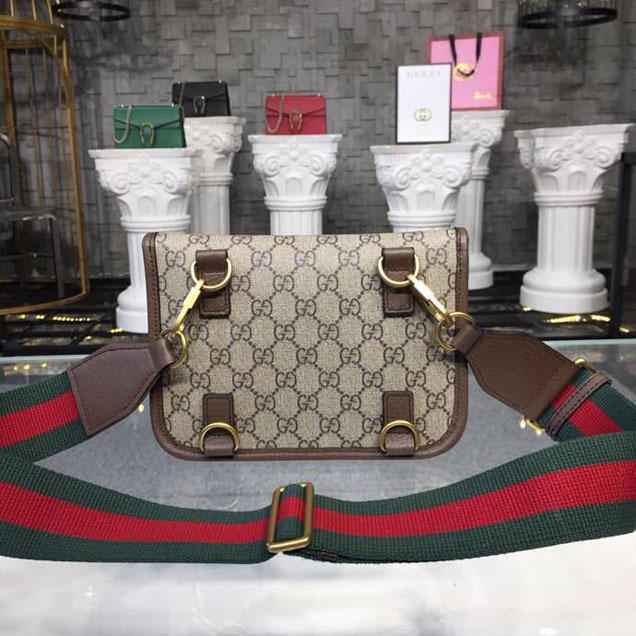 Gucci GucciTotem GG Supreme Messenger 22cm 489617 Calfskin Leather Spring Summer 2018 Collection Brown