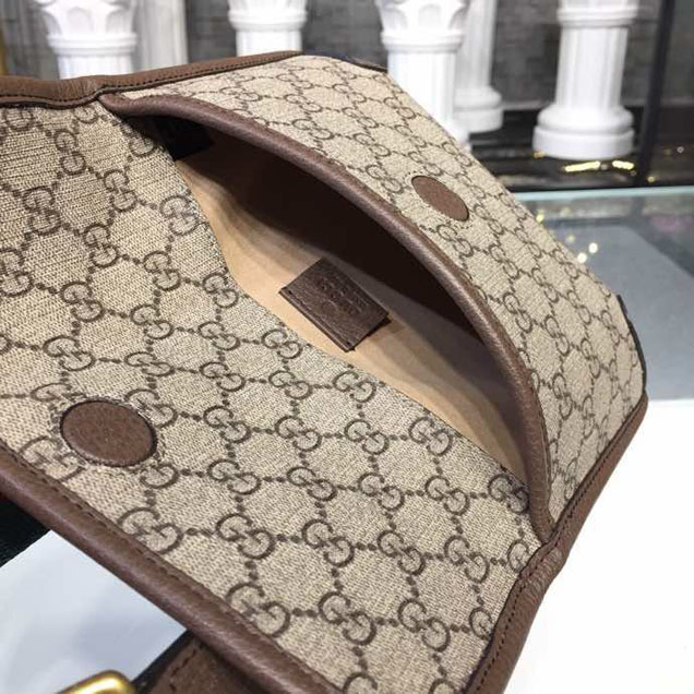 Gucci GucciTotem GG Supreme Messenger 22cm 489617 Calfskin Leather Spring Summer 2018 Collection Brown