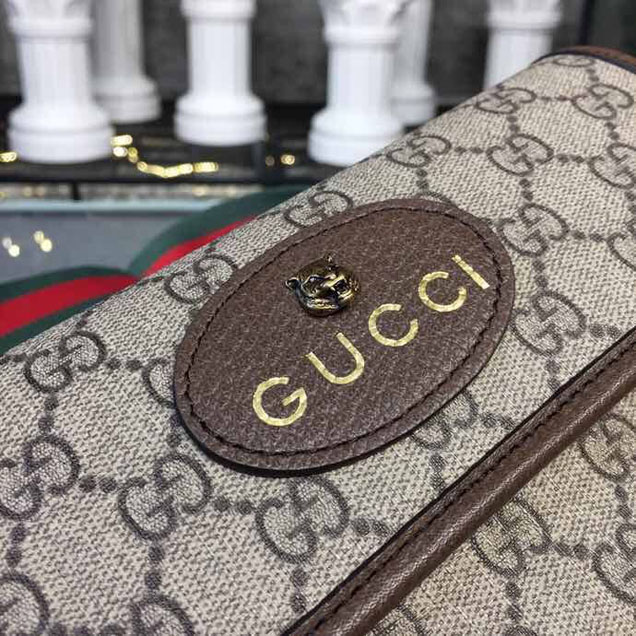 Gucci GucciTotem GG Supreme Messenger 22cm 489617 Calfskin Leather Spring Summer 2018 Collection Brown
