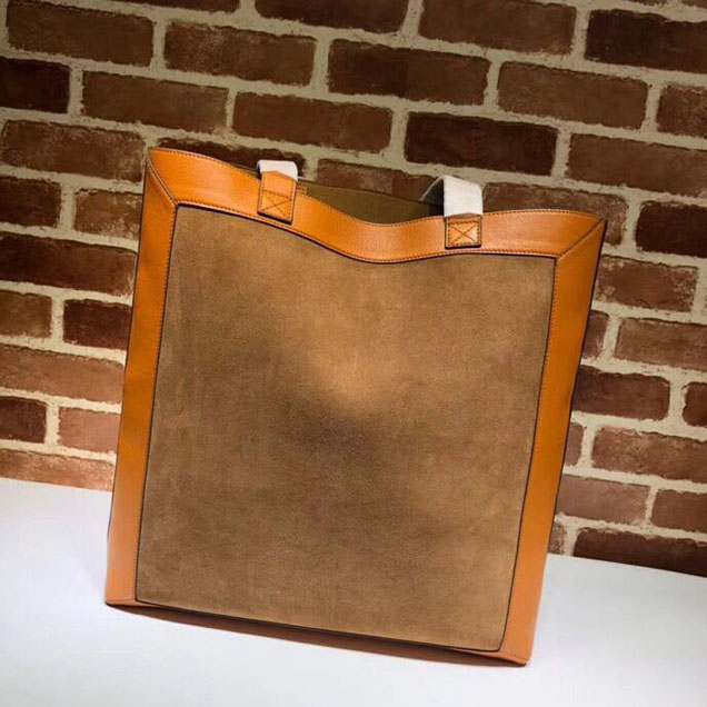 Gucci Grinding Original Leather Top Handle Shopping Bag GG519335 Maroon&Orange