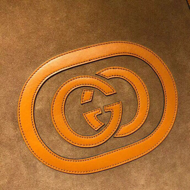 Gucci Grinding Original Leather Top Handle Shopping Bag GG519335 Maroon&Orange