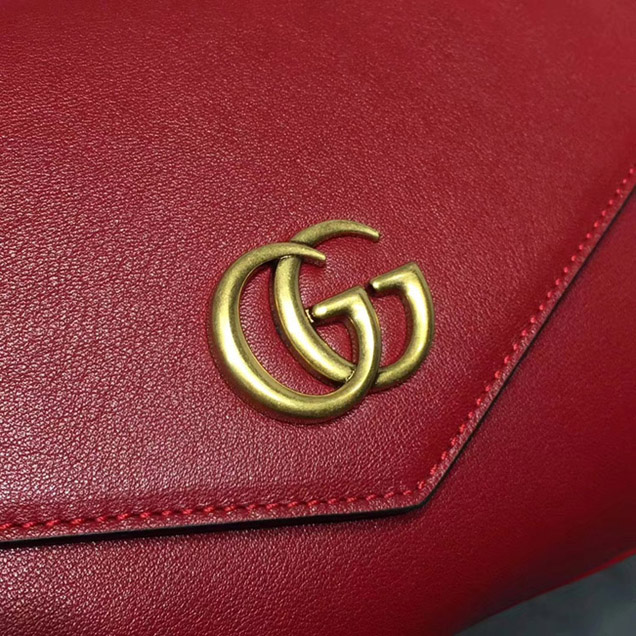 Gucci Medium Double Shoulder Bag 524822 Red Black Leather 2018