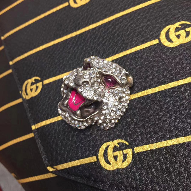 Gucci Medium Double Shoulder Bag 524822 Red Black Leather 2018